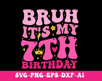 7歳の誕生日です！SVG PNG、7歳の誕生日の素敵なSVG、女の子の誕生日のSVG、女の子の誕生日のシャツのSVG、誕生日のおしゃれなデザイン