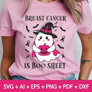 Breast Cancer is Boo Sheet Png Svg, Breast Cancer Awareness svg, cute Halloween Pink Ghost png, Ghost Ribbon Breast Cancer Awareness svg