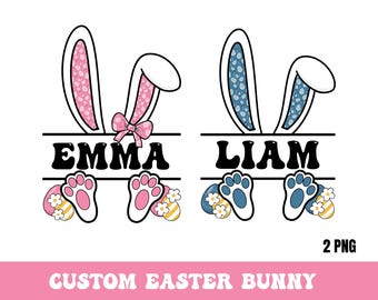 Personalized Kid Name Easter Bunny Png, Custom Boy Girl Easter Png, Split Monogram Sublimation name png, Bunny Name Png, Bunny Rabbit Png