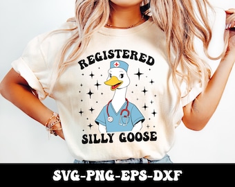 Ganso tonto registrado Svg Png, Enfermera registrada Svg, Enfermera ganso tonto Svg Png, Enfermera divertida png, Descarga digital de ganso tonto lindo y moderno
