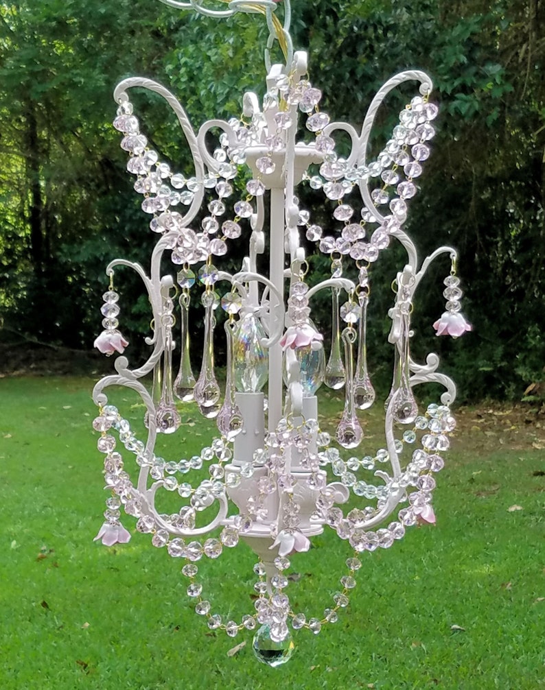 2 Small Crystal Prism Pendant Chandeliers Vintage and well made 2 Small Crystal Prism Pendant Chandeliers Vintage and well made
