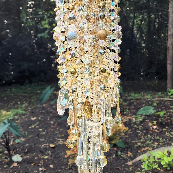 Wind Chime, Sun Chime, Crystal Wind Chime, Antique Crystal Wind Chime, Gold and Silver Crystal Wind Chime, Crystal Sun Catcher