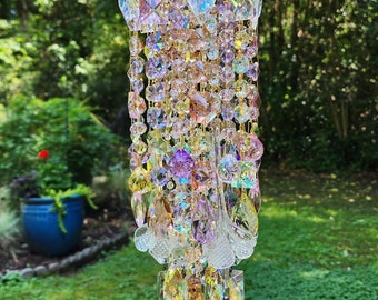 Wind Chime, Crystal Wind Chime, Antique Crystal, Pastel Crystal Wind Chime, Vintage Prisms Windchime, Crystal Sun Catcher
