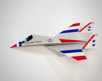 Print & Falzen Papierflieger — US Air Force - Thunderbird - SU-57 Retro