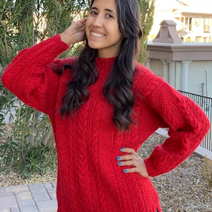Hand Knitted Alpaca Red Sweater
