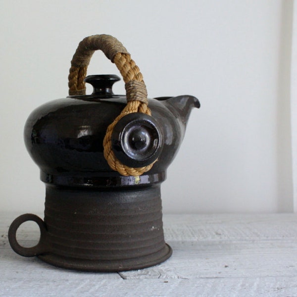 Vintage Raku Studio Pottery Tea Pot - Mid Century Denmark