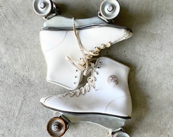 Vintage Girl's White Leather Roller Skates