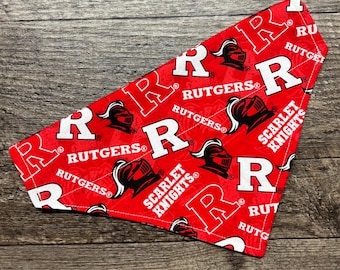 RUTGERS UNIVERSITY- Dog bandana over the collar style- Go, Scarlet Knights! New Jersey Gear Decision Day