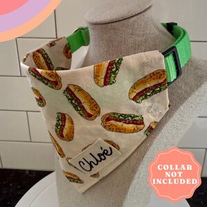 Hot Dog Dog Bandana, Chicago Style Pet Scarf, Funny Food Pet Outfit, Dachshund Lover Gift, Over the Collar Cotton Neckerchief image 3