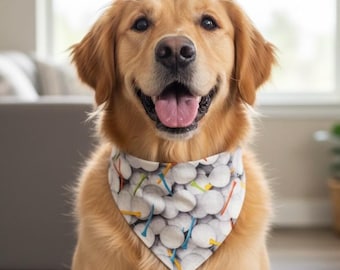 Golf Dog Bandana, Over the Collar Pet Scarf, Golf Ball Print Gift