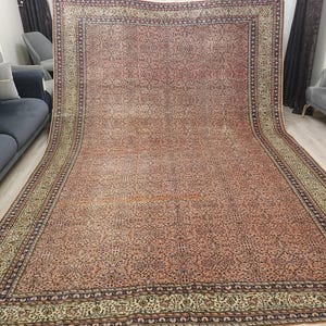 FADED Large Vintage Turkish Rug 9x12 Carpet Pink  , 250x370 cm