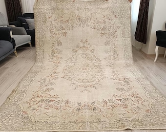 Alfombra turca vintage de lana de 17 x 26 cm: alfombra bohemia descolorida hecha a mano