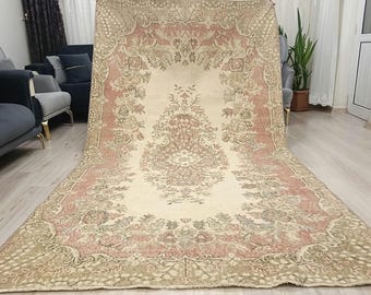 Alfombra rosa descolorida estilo vintage, 6x9 pies, 160 x 285 cm.