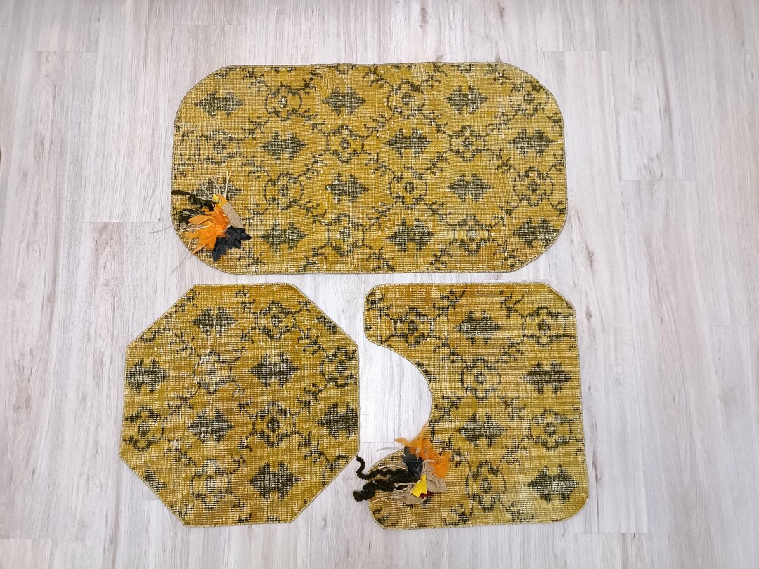 Set of Bathroom Rugs Vintage Rug Small Turkish Rug Decor Decorative ...