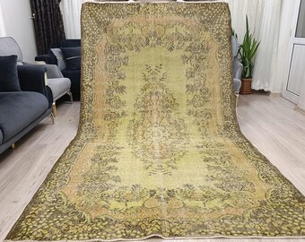 Alfombra turca vintage de lana, estilo bohemio pálido y descolorido, 1,68 x 2,86 metros.