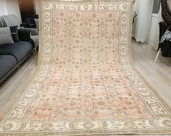 vintage turkish rug 6x10 ORANGE DECO RUG ***