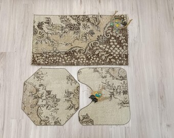 Juego de alfombras de baño turcas vintage: decoración de arte abstracto