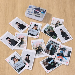 Abschlussgeschenk für Sie, Klasse von 2025 Benutzerdefinierte Abschlussfoto-Spielkarten, personalisiertes Kartenspiel mit Box, Abschlussfeiergeschenke