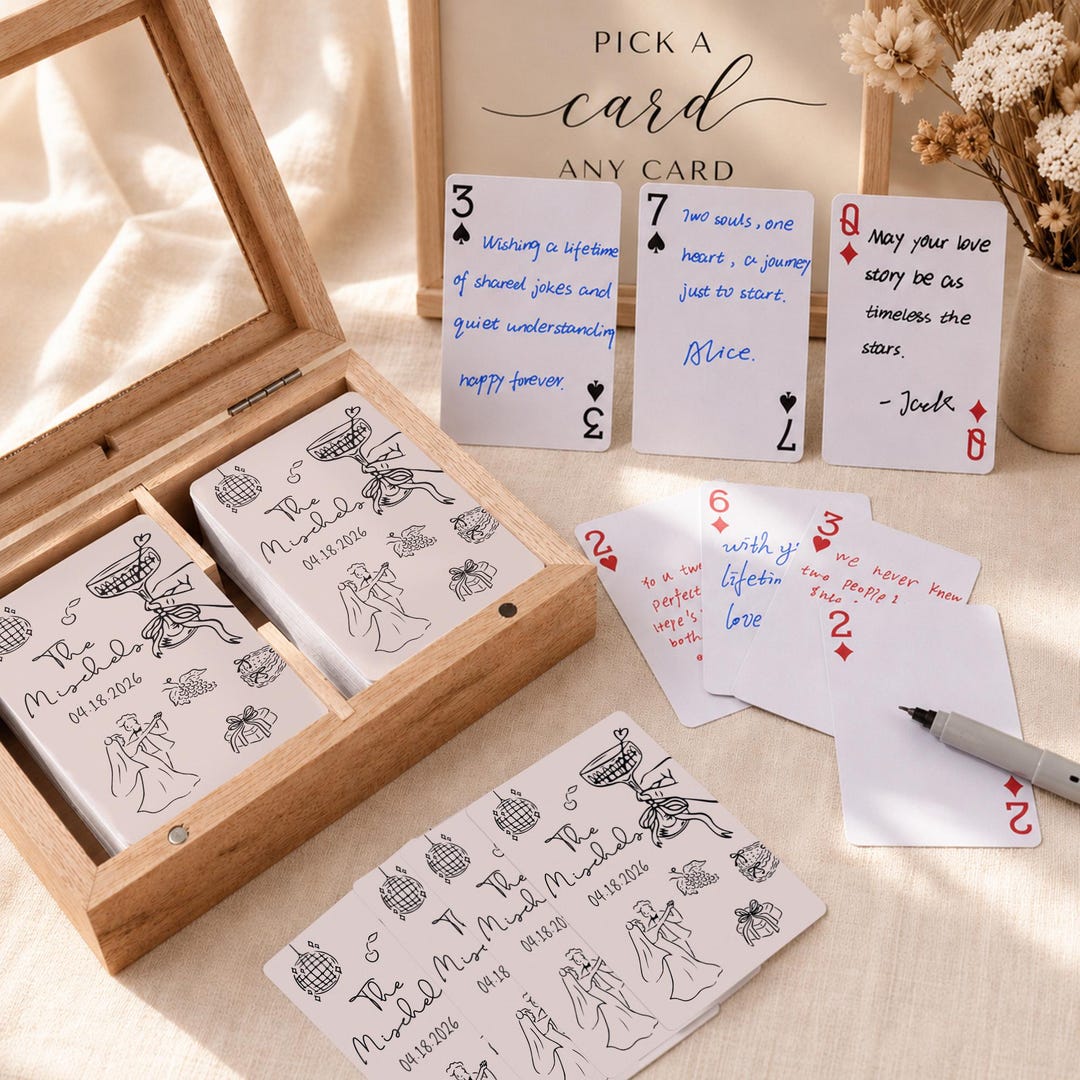 Custom Wedding Guest Book Playing Cards With Box | Blank Cards for ...