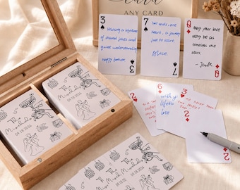 Libro degli ospiti personalizzato per matrimoni: carte da gioco con scatola / carte bianche per scrivere / bomboniera personalizzata