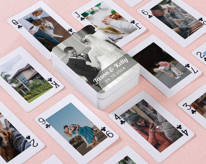 Cartes à jouer personnalisées | Jeu de cartes avec boîte photo | Cartes à jouer avec photo pour l'obtention du diplôme | Cadeaux de fin d'études pour des amis