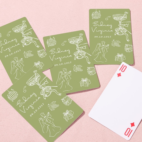 Baraja de cartas personalizada para bodas, cartas en blanco, alternativa al libro de firmas para bodas, recuerdos de boda.