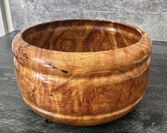 Vintage Handgedrechselte Holzschale | Rustikales Naturkanten-Dekor | 19 cm Durchmesser