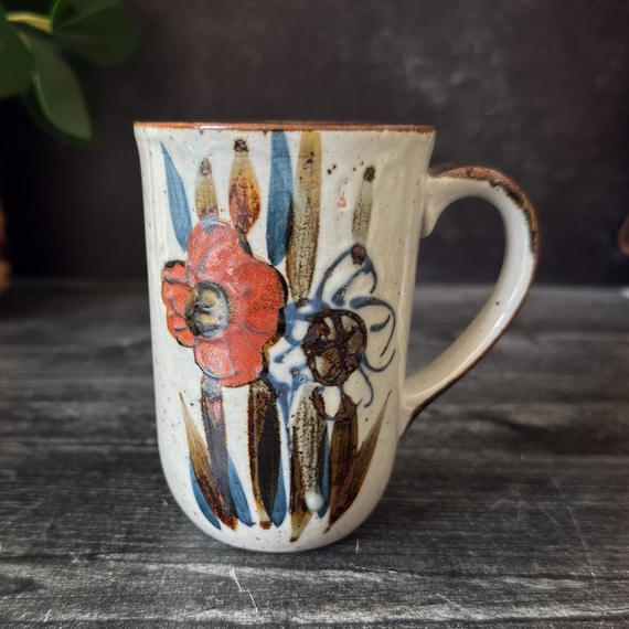 Vintage Otagiri Floral Stoneware Mug - Japan - 1980s