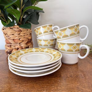 Vintage Noritake Sunglow Tea Cup & Saucer Set of 4 – Japan 1970s