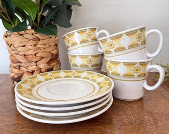 Noritake Hello Spring Vintage Stoneware Flat Cup & Saucer Set Made