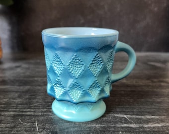 Vintage Fire-King Kimberly Mug | Blue Ombré Milk Glass, Anchor Hocking