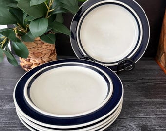Arabia Finland Anemone Dinner Plate Ulla Procope Blue Stoneware 10 Inch Vintage
