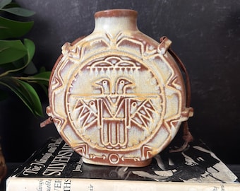 Vintage Frankoma Thunderbird Canteen - #59 Sapulpa Clay - Pottery Flask