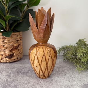 Hand Carved Wooden Tiki Pineapple – Tropical Island Home Decor