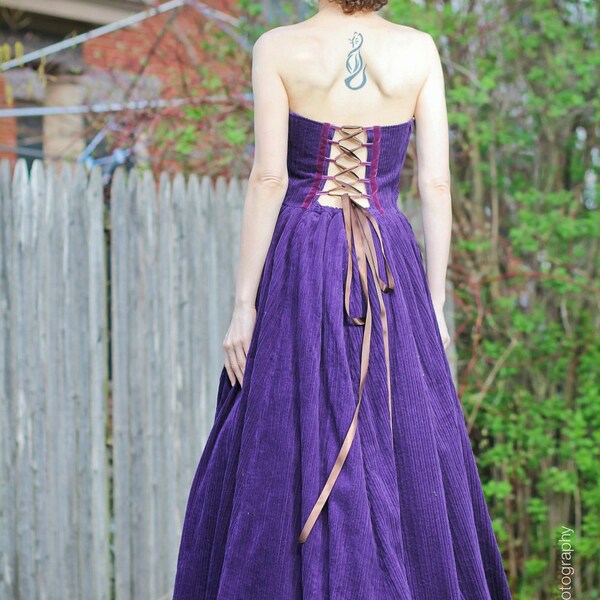 Royal Purple Corduroy Ball Gown - a Lazy Mare Original - women's medium prom dress