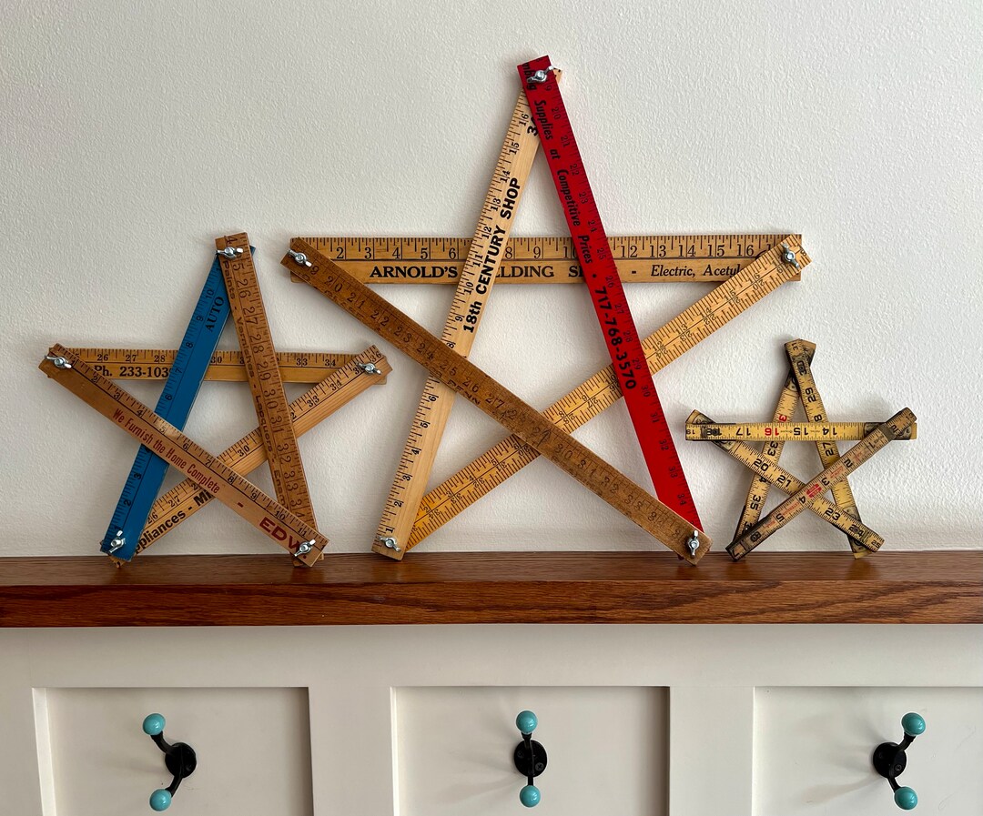 12 Vintage Yardstick Star Home Decor Star Wall Art Recycled Farmhouse ...