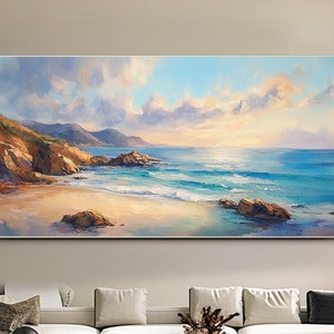 Coastal Oil Painting on Canvas Living Room Wall Art Large Coastal Wall Art Texture Wall Art Landscape Art Nature Wall Art 3d Ocean Wall Art