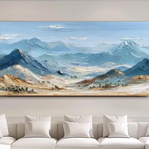 Mountain Landscape Oil Painting on Canvas Original Large Canvas Wall Art Textured Palette Knife Art Living Room Wall Art Office Wall Decor