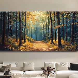 Forest Oil Painting on Canvas Original Autumn Wall Art Large Canvas Wall Art Wall Decor Abstract Wall Art Bed Room Wall Art Green Wall Art