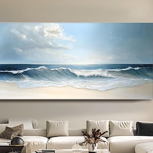 Original Ocean Oil Painting Wave Canvas Painting 3d Textured Beach Wall Art Coastal Artwork Large Bobo Wall Decor Modern Minimalist Wall Art