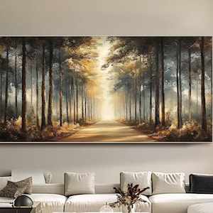 Original Forest Oil Painting Vintage Wall Art Large Wall Decor Sunlight Canvas Painting Textured Wall Art  Living Room Wall Art Office Decor