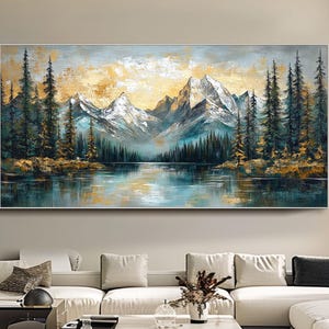 3d Mountain Wall Art Landscape Art Green Forest Wall Art Original Painting Large Wall Decor Living Room Wall Art Abstract Textured Wall Art