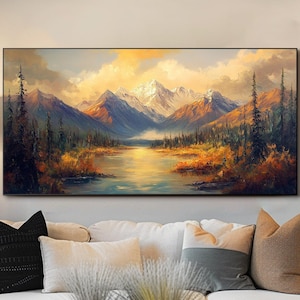 Landscape Oil Painting on Canvas Large Abstract Wall Art Living Room Wall Art Large Sunset Texture Wall Art Custom Painting Trendy Wall Art