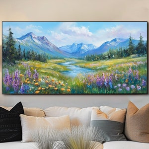 Landscape Oil Painting on Canvas Original Nature Wall Art Mountain Landscape Art Living Room Wall Art 3d Texture Wall Art Acrylic Painting