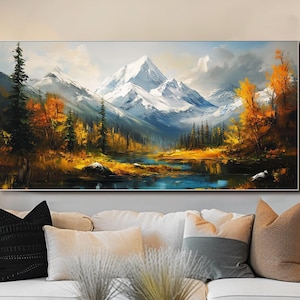 Large Colorful Landscape Wall Decor Snowy 3d Mountain Oil Painting on Canvas Living Room Wall Art Landscape Painting Modern Nature Wall Art