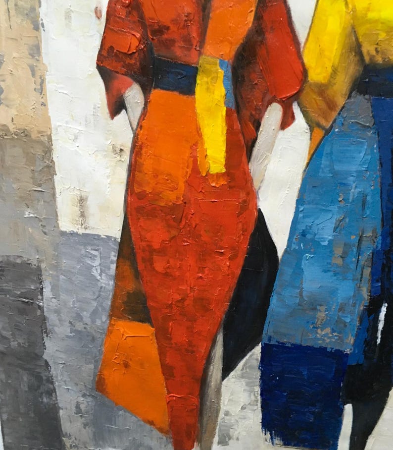 Original Figurative Oil Painting Large Abstract Colorful Wall Art ...