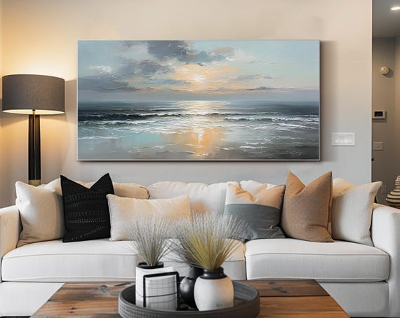 Original Ocean Oil Painting Large Seascape Wall Art Coastal Canvas Wall Art Abstract Beach Wall Art Landscape Painting Hand Painted Artwork