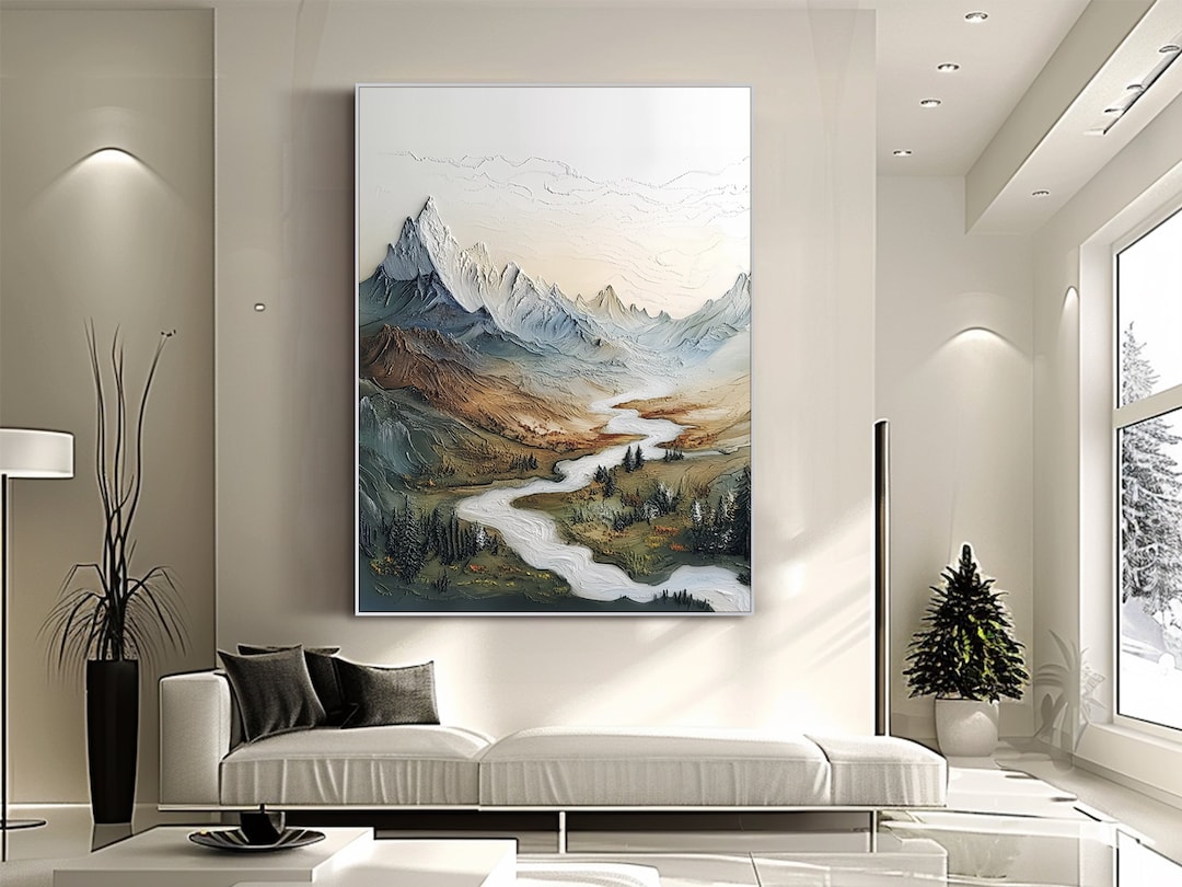 Large Landscape Wall Art Oil Painting on Canvas Original Green Texture ...