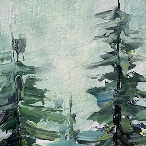 Large Green Wall Art Forest Oil Painting on Canvas Original Textured ...