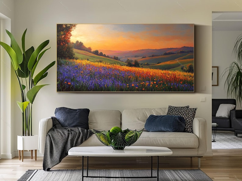 Abstract Sunset Wall Art Original Canvas Painting Landscape Art ...